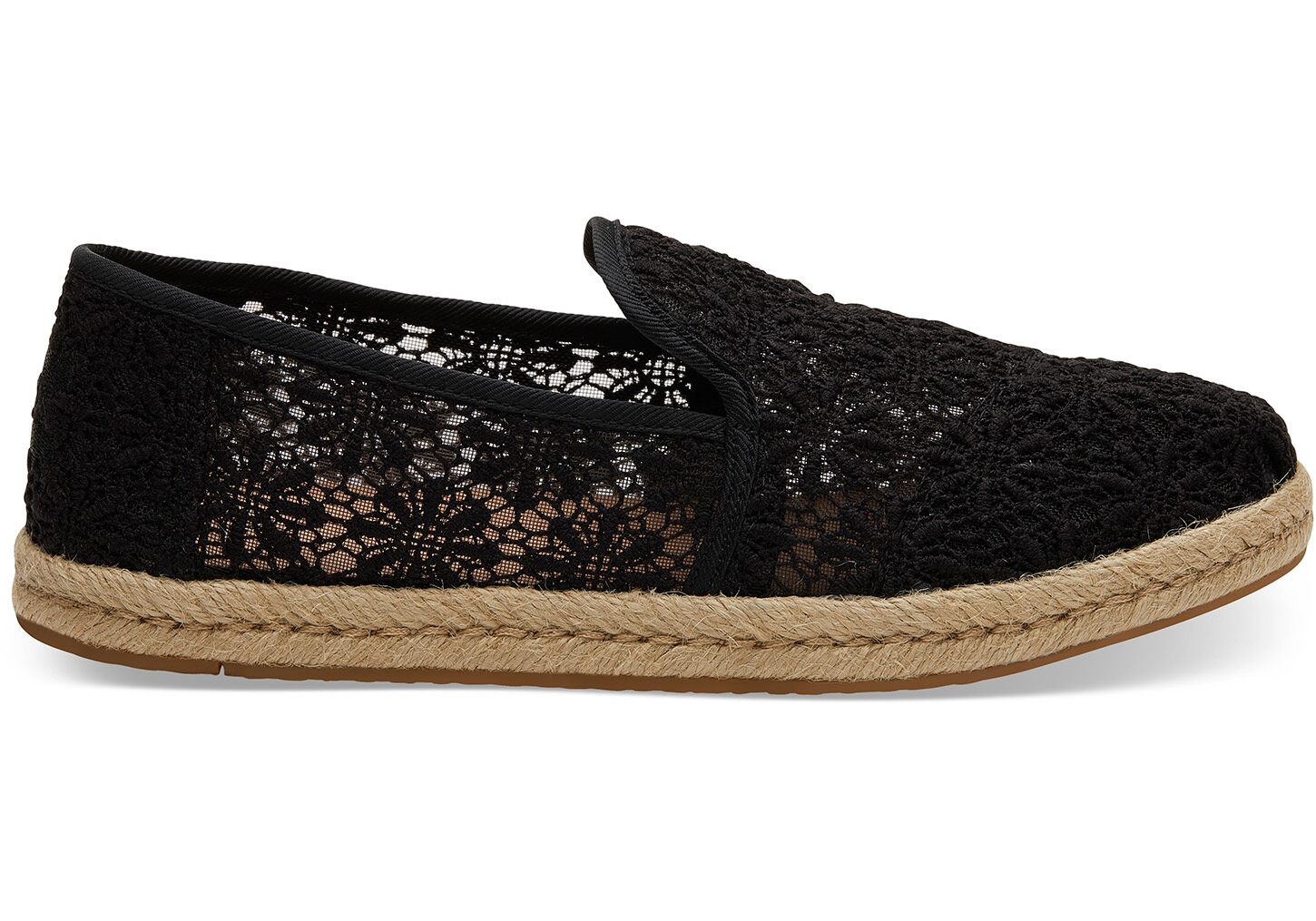 Toms Deconstructed Floral Lace - Womens Alpargata Espadrilles - Black - NZ - 490625VOD